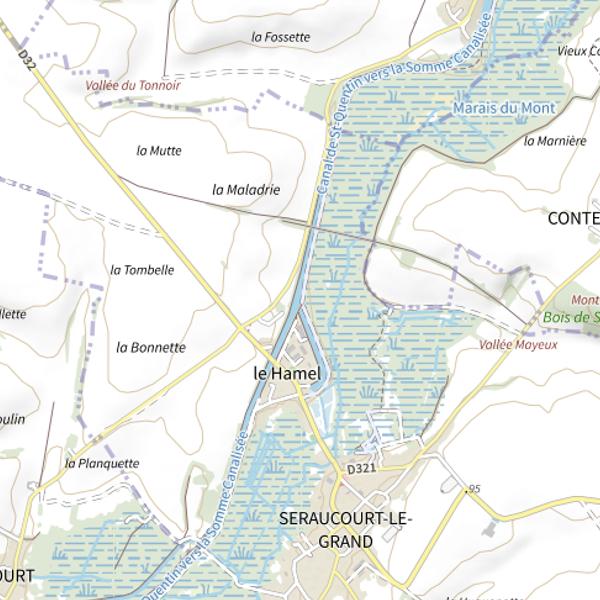 Plan cartographique de Parcours de pêche de Seraucourt-le-Grand