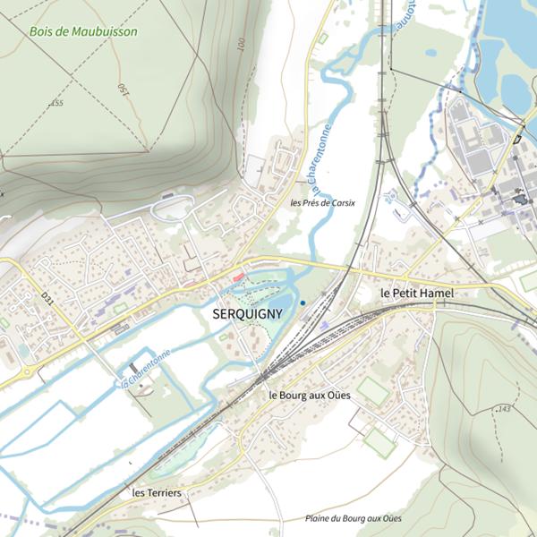 Plan cartographique de Parcours de pêche de Serquigny