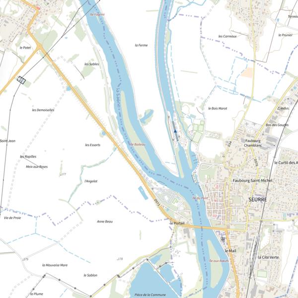 Plan cartographique de Parcours de pêche de Seurre