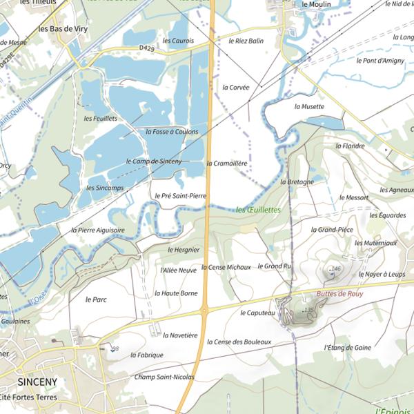 Plan cartographique de Parcours de pêche de Sinceny
