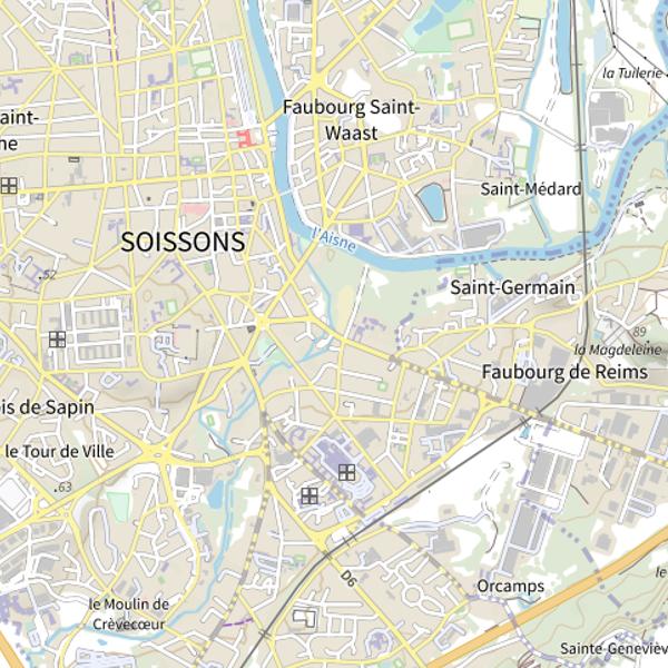 Plan cartographique de Parcours de pêche de Soissons