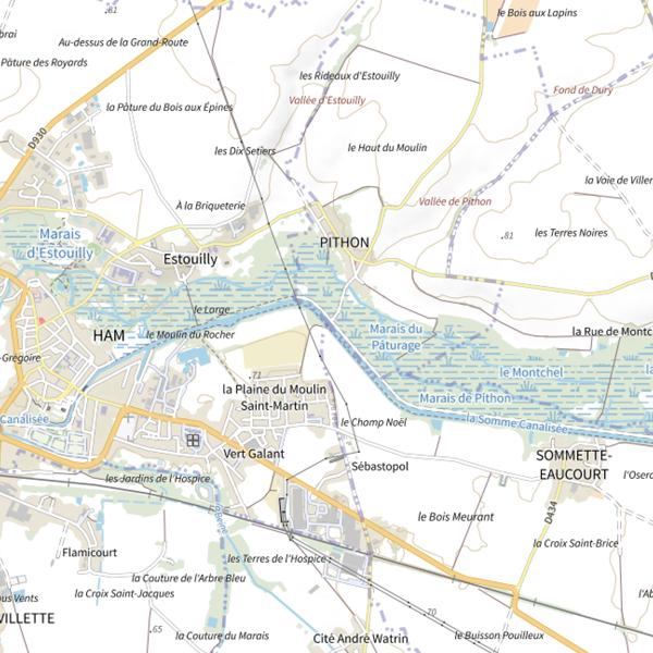 Plan cartographique de Parcours de pêche de Sommette-Eaucourt
