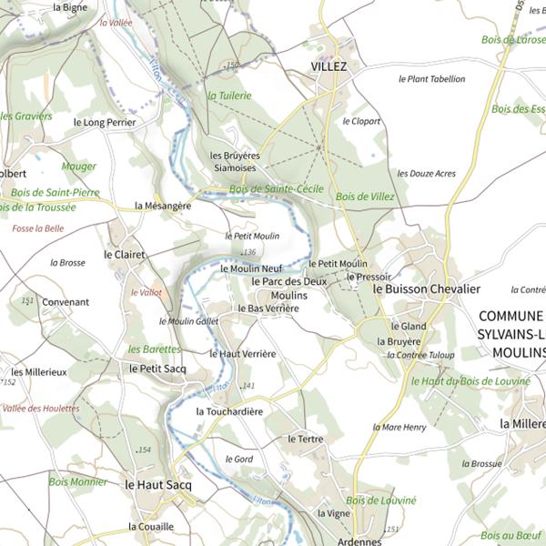Plan cartographique de Parcours de pêche de Sylvains-Lès-Moulins