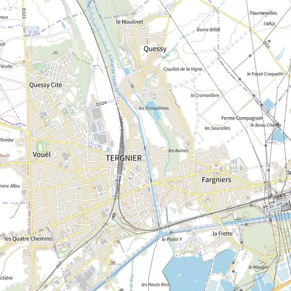 Plan cartographique de Parcours de pêche de Tergnier