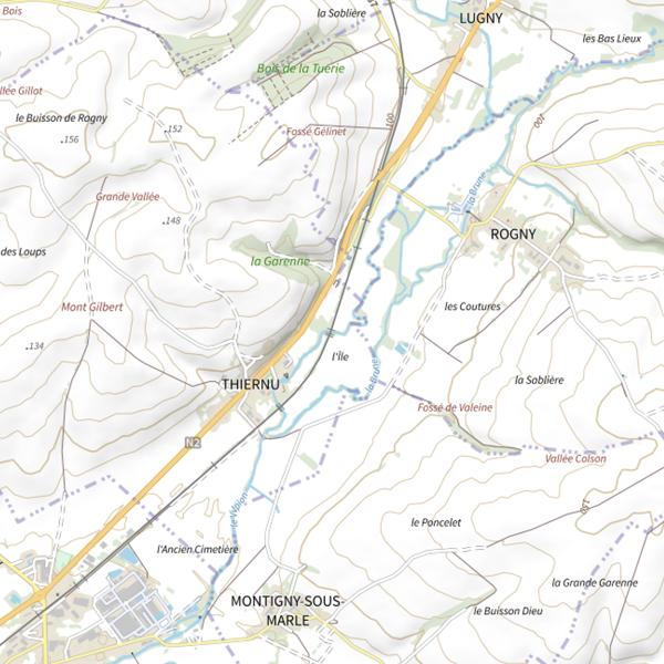 Plan cartographique de Parcours de pêche de Thiernu