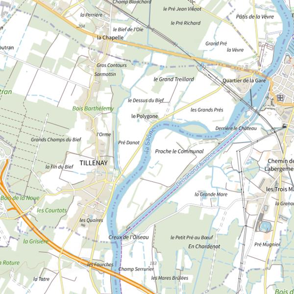 Plan cartographique de Parcours de pêche de Tillenay