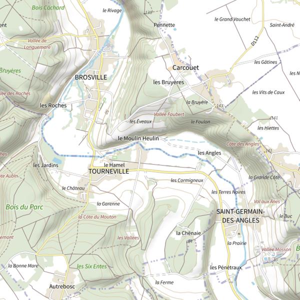 Plan cartographique de Parcours de pêche de Tourneville