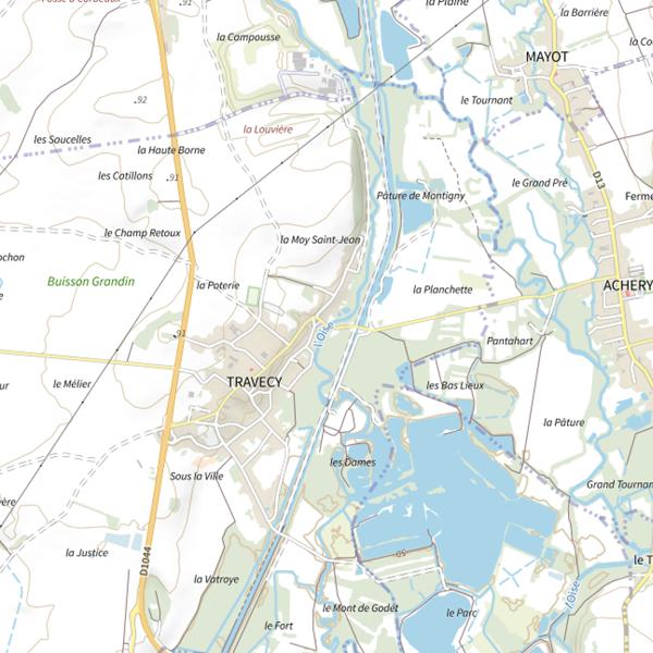 Plan cartographique de Parcours de pêche de Travecy