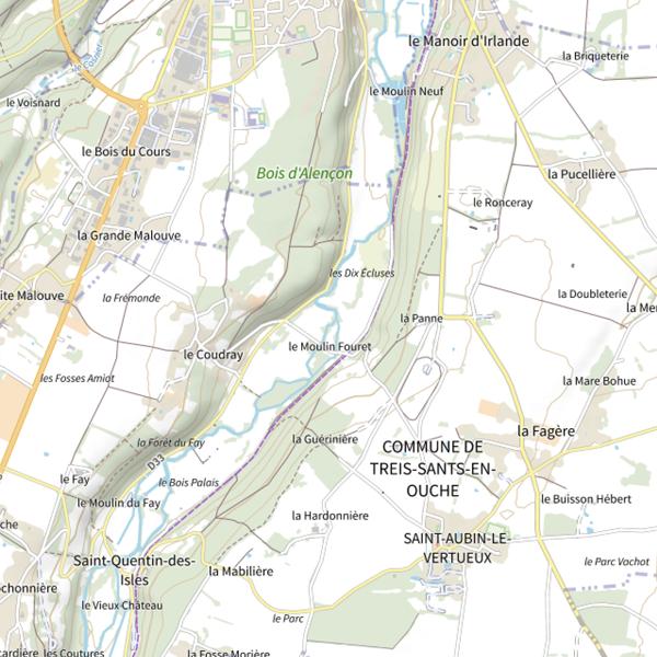 Plan cartographique de Parcours de pêche de Treis-Sants-en-Ouche