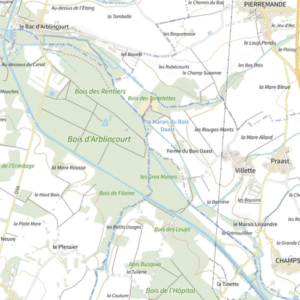 Plan cartographique de Parcours de pêche de Trosly-Loire
