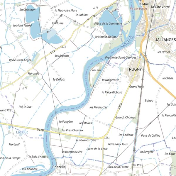 Plan cartographique de Parcours de pêche de Trugny