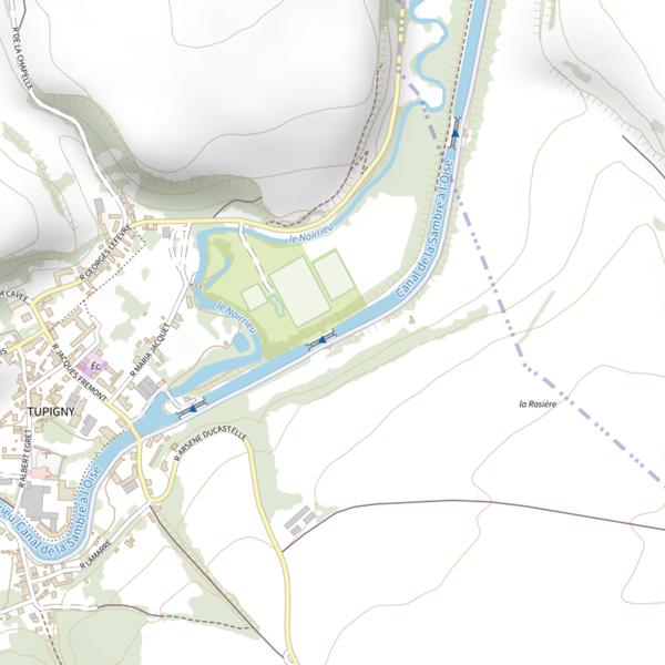 Plan cartographique de Parcours de pêche de Tupigny