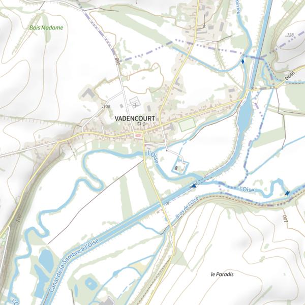 Plan cartographique de Parcours de pêche de Vadencourt