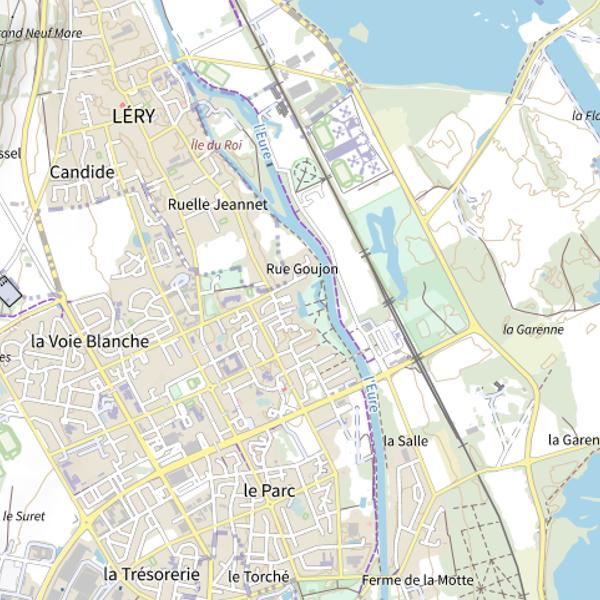 Plan cartographique de Parcours de pêche de Val-de-Reuil