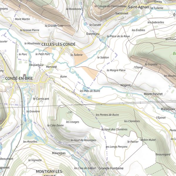 Plan cartographique de Parcours de pêche de Vallées en Champagne