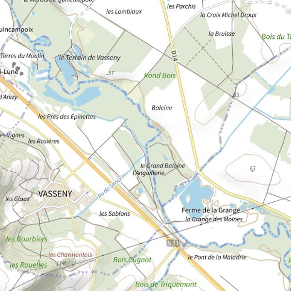 Plan cartographique de Parcours de pêche de Vasseny