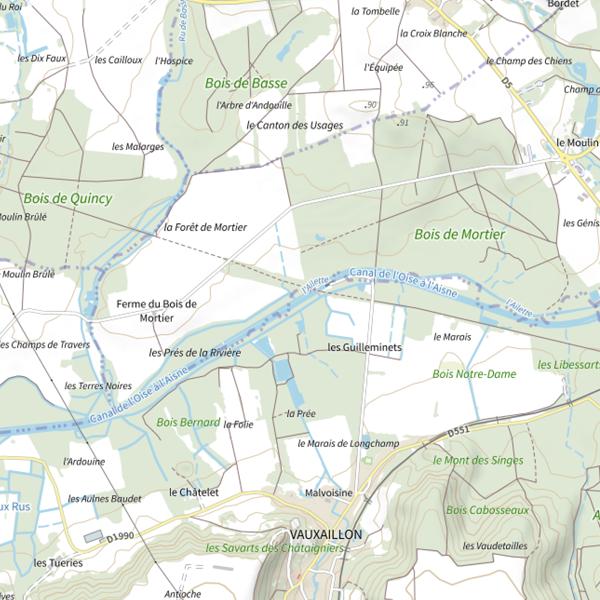 Plan cartographique de Parcours de pêche de Vauxaillon