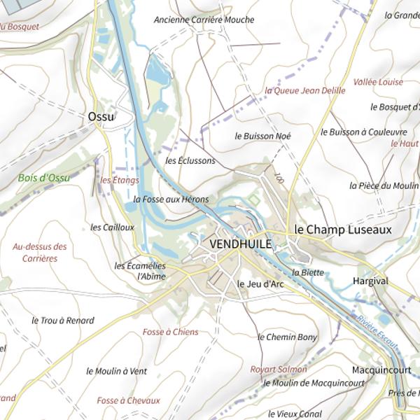 Plan cartographique de Parcours de pêche de Vendhuile