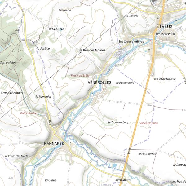 Plan cartographique de Parcours de pêche de Vénérolles