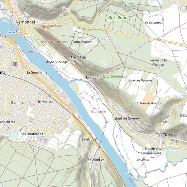 Plan cartographique de Parcours de pêche de Vernon