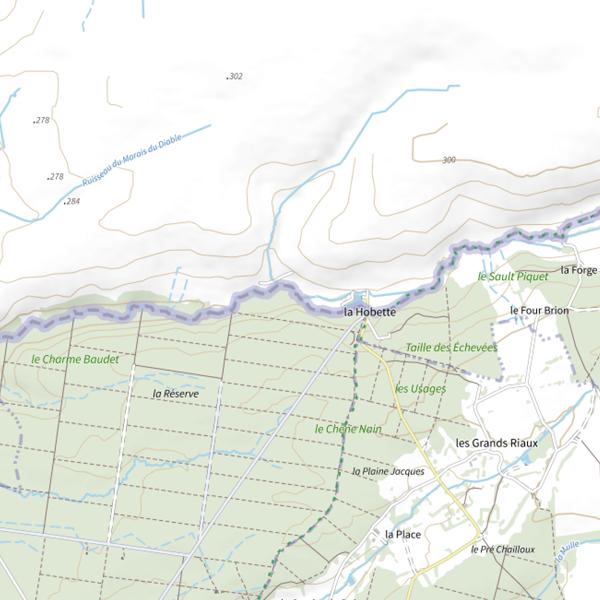 Plan cartographique de Parcours de pêche de Watigny