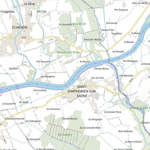 Plan cartographique de Parcours de pêche d'Échenon