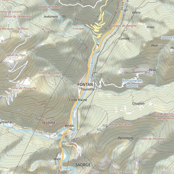 Plan cartographique de Parcours de pêche Découverte de Fontan