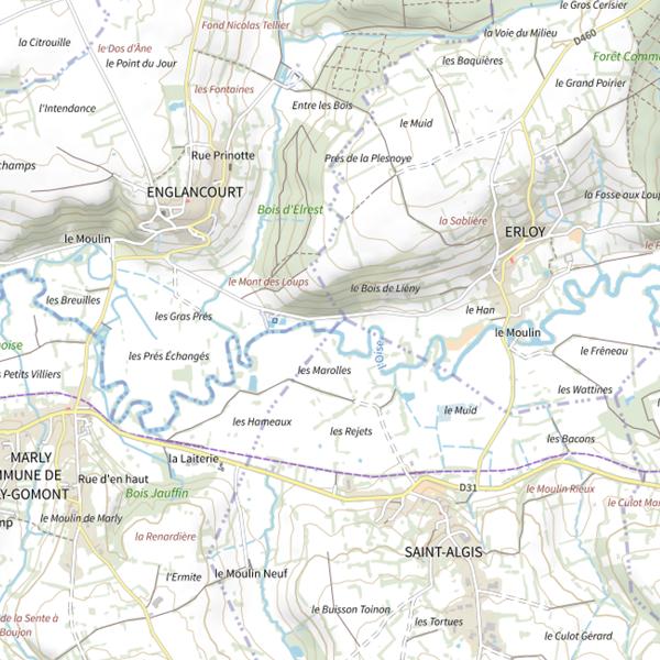 Plan cartographique de Parcours de pêche d'Englancourt
