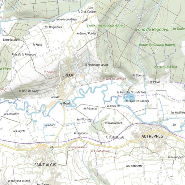 Plan cartographique de Parcours de pêche d'Erloy