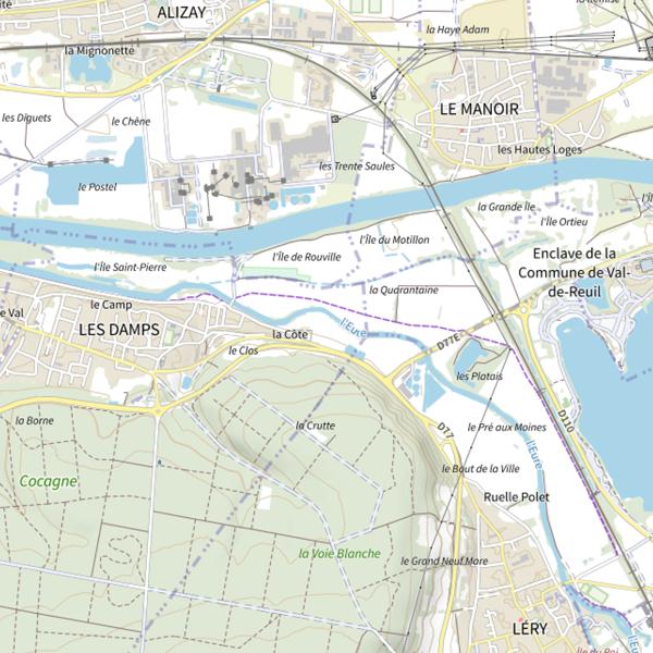 Plan cartographique de Parcours de pêche des Damps