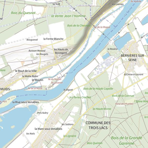 Plan cartographique de Parcours de pêche des Trois Lacs