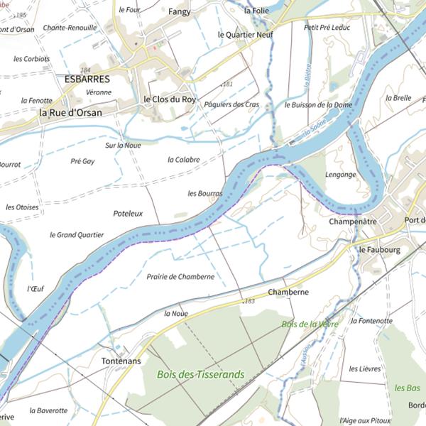 Plan cartographique de Parcours de pêche d'Esbarres