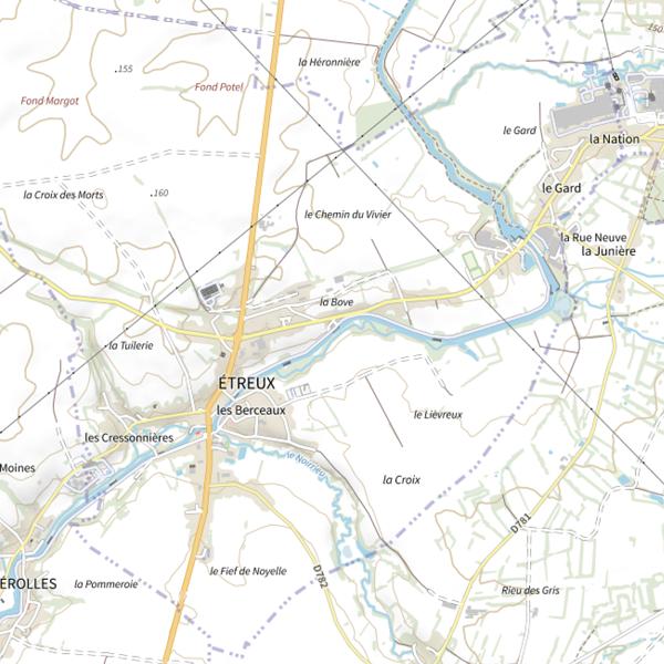 Plan cartographique de Parcours de pêche d'Étreux