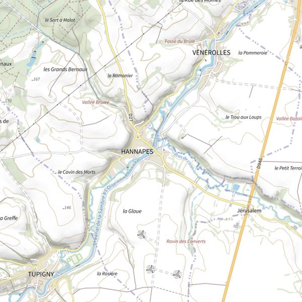 Plan cartographique de Parcours de pêche d'Hannapes
