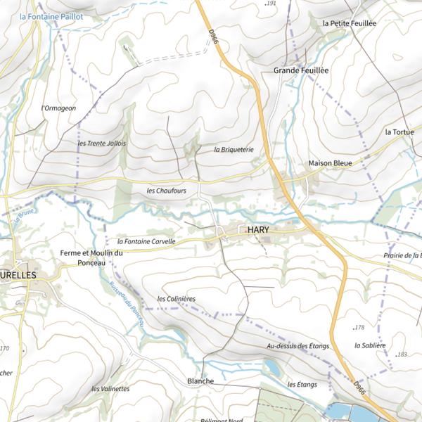 Plan cartographique de Parcours de pêche d'Hary