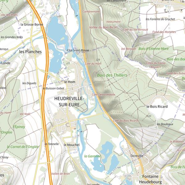 Plan cartographique de Parcours de pêche d'Heudreville-sur-Eure