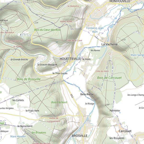 Plan cartographique de Parcours de pêche d'Houetteville