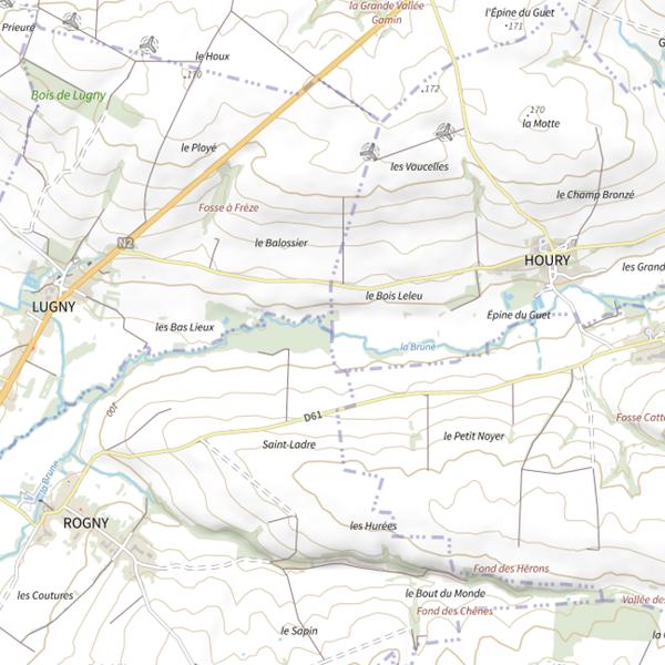 Plan cartographique de Parcours de pêche d'Houry