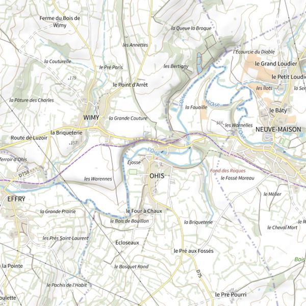 Plan cartographique de Parcours de pêche d'Ohis