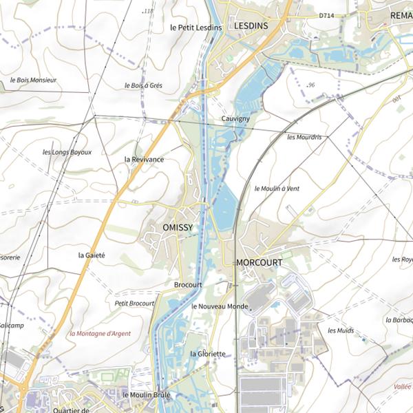 Plan cartographique de Parcours de pêche d'Omissy