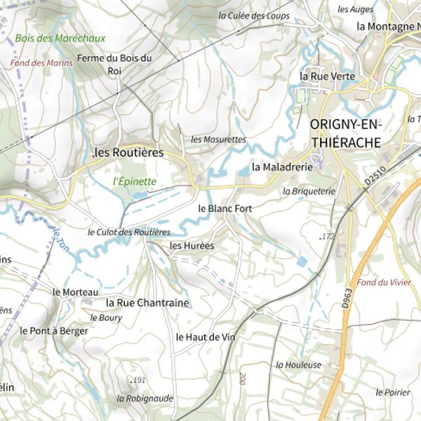 Plan cartographique de Parcours de pêche d'Origny-en-Thiérache
