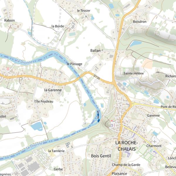 Plan cartographique de Parcours de pêche Famille à La Roche-Chalais