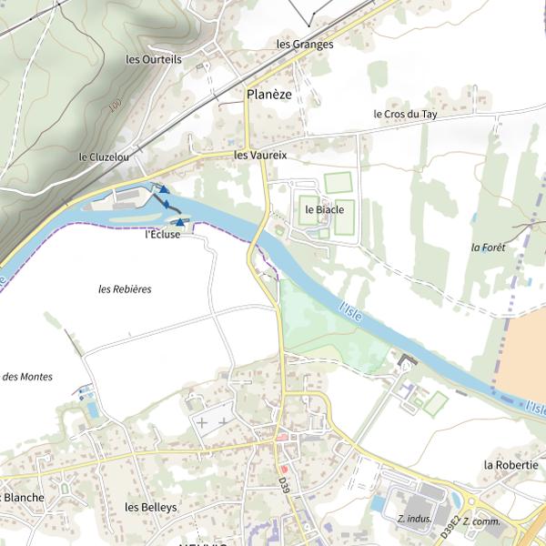 Plan cartographique de Parcours de pêche Famille à Neuvic-sur-l'Isle