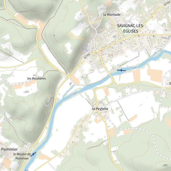 Plan cartographique de Parcours de pêche Famille à Savignac-les-Églises