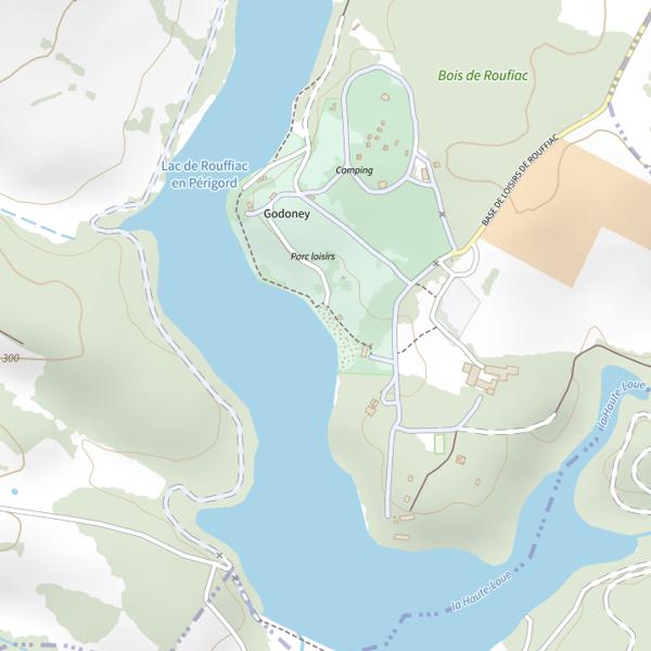 Plan cartographique de Parcours de pêche Famille sur la base de loisirs de Rouffiac