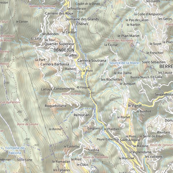 Plan cartographique de Parcours de pêche Paillon de Contes