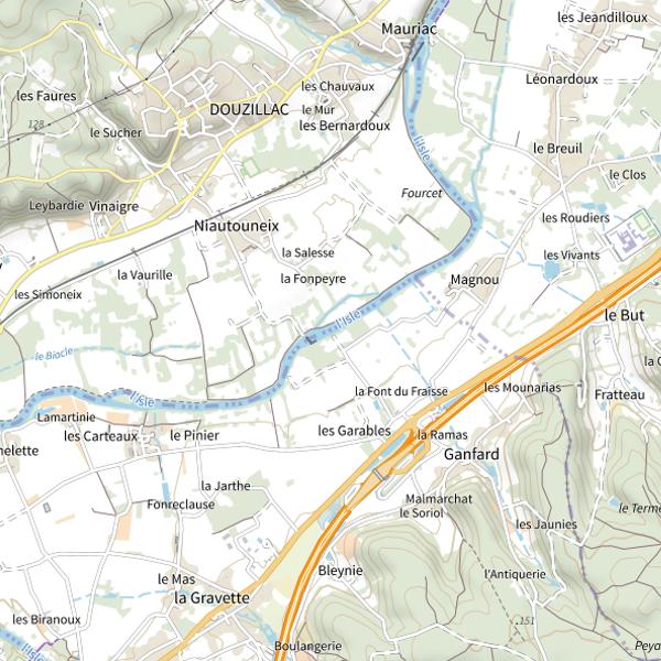 Plan cartographique de Parcours de pêche Passion sur l'Isle