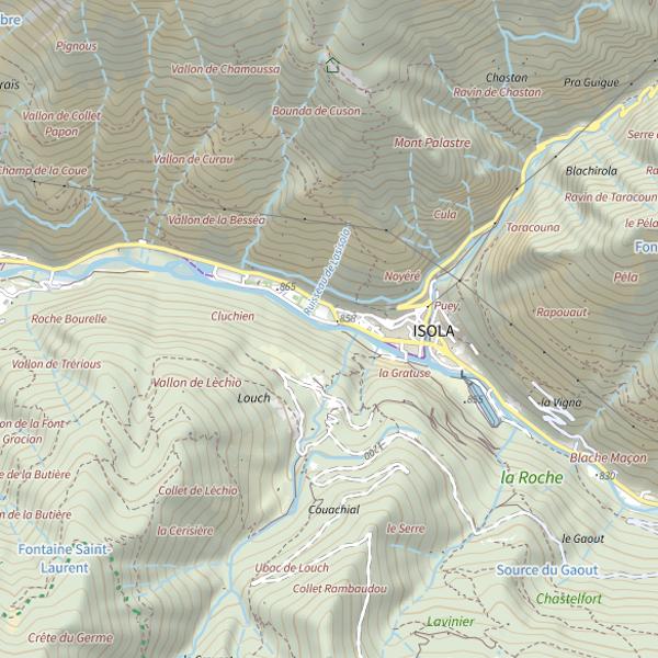 Plan cartographique de Parcours découverte Isola Village
