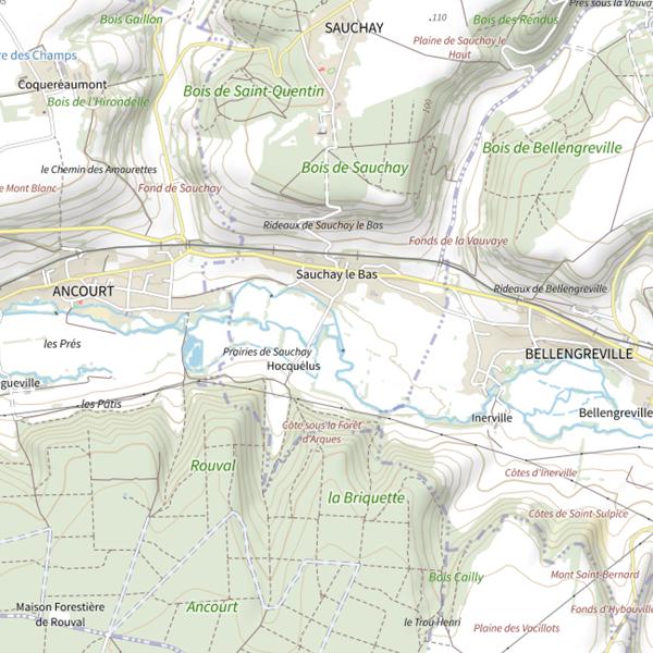 Plan cartographique de Parcours d'Hocquelus (Sauchay)