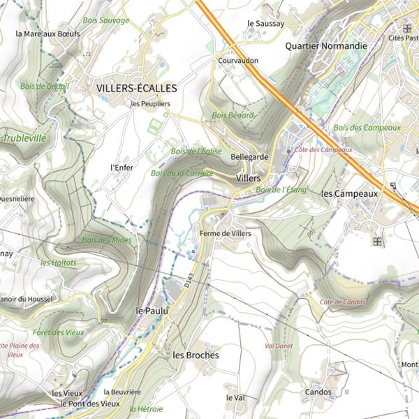 Plan cartographique de Parcours du Vieux moulin